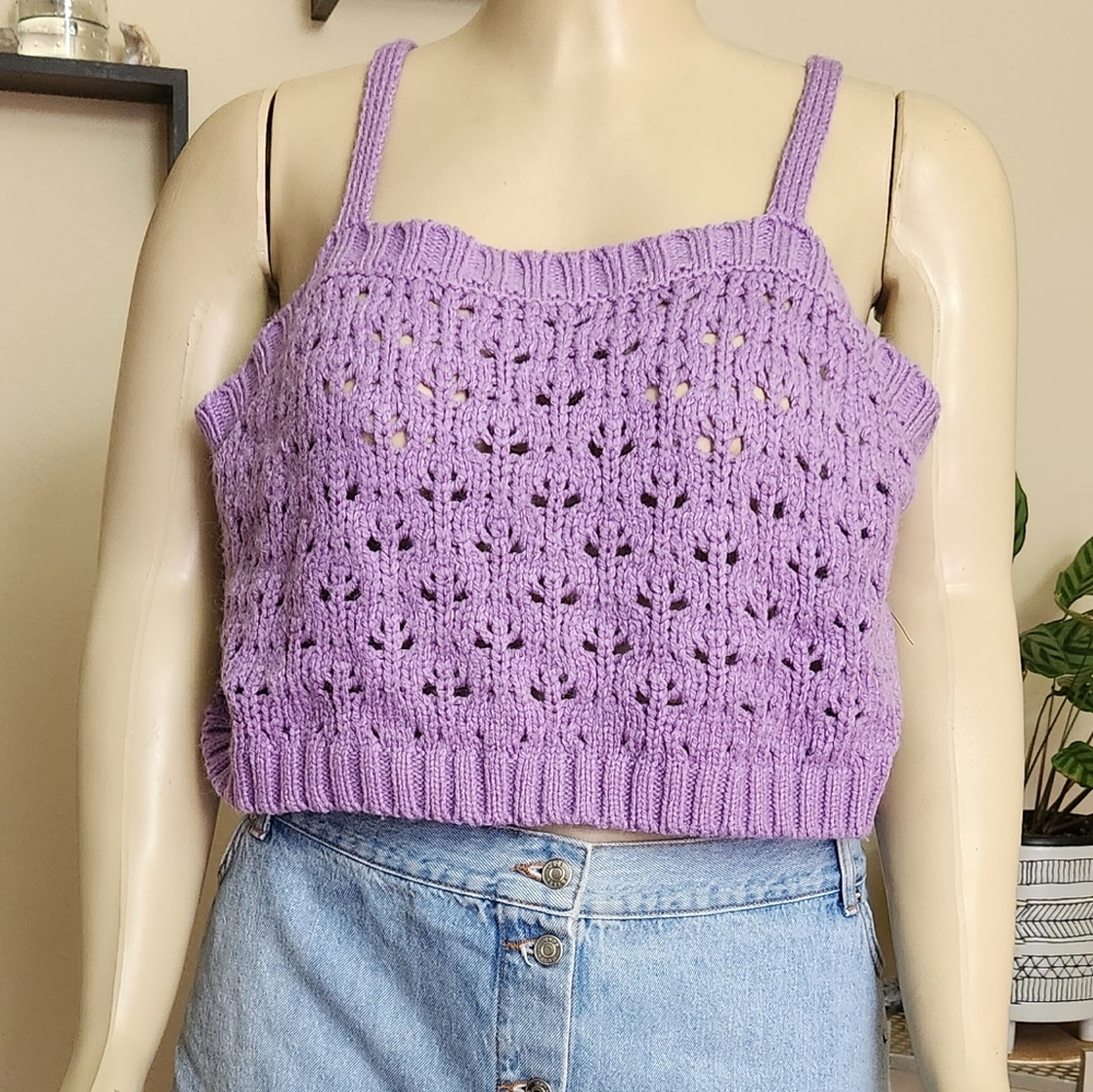 Lilac crochet crop tank